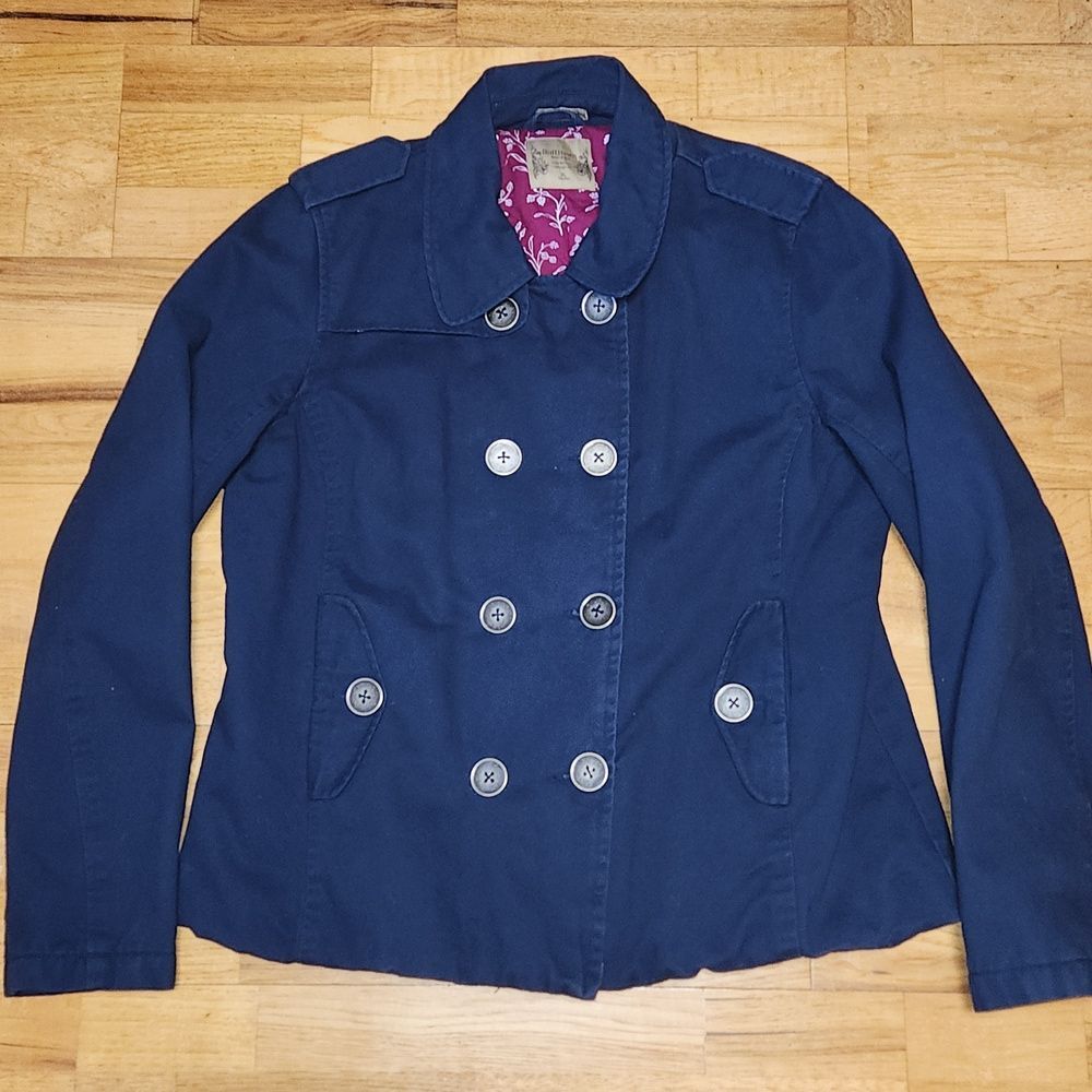 Ruff Hewn Insulated Navy Blue Pea Coat Women's Size XL Cotton Polyester - Picture 3 of 9